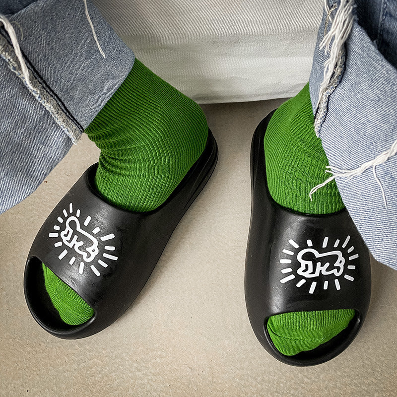 Graffiti Sandals And Slippers Men's Shoes Platform Slippers