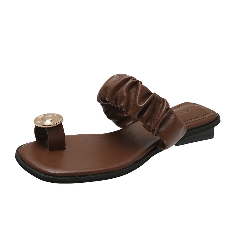 Square Head Muffin Beach Shoes Platform Slippers