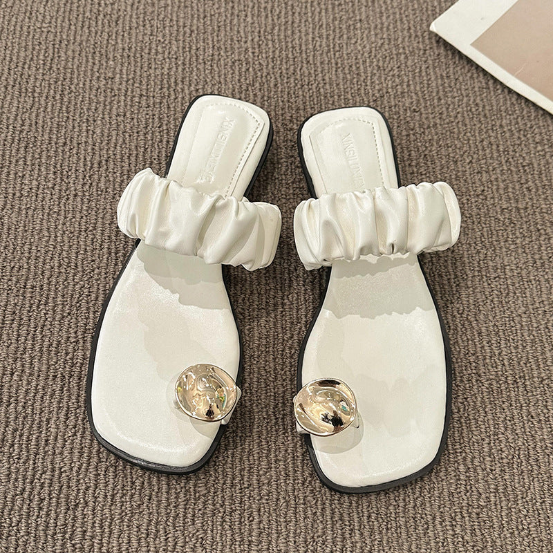 Square Head Muffin Beach Shoes Platform Slippers